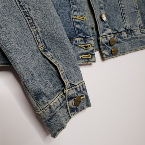 NWOT Vintage YUKA JEANS Embroidered Floral Denim Jacket Women's S/M Blue Beads - Picture 8 of 14